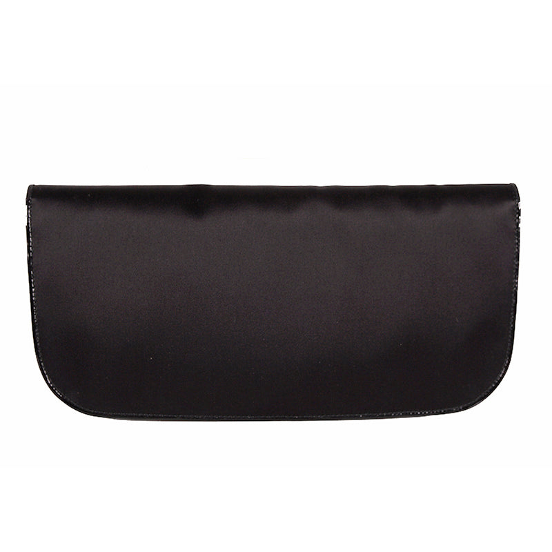 NEW $1100 GUCCI RUNWAY GG1973 Black Satin PATENT PIPING Evening LARGE Clutch BAG