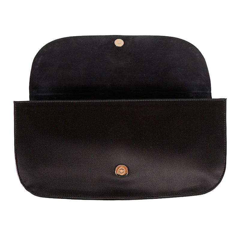 NEW $1100 GUCCI RUNWAY GG1973 Black Satin PATENT PIPING Evening LARGE Clutch BAG
