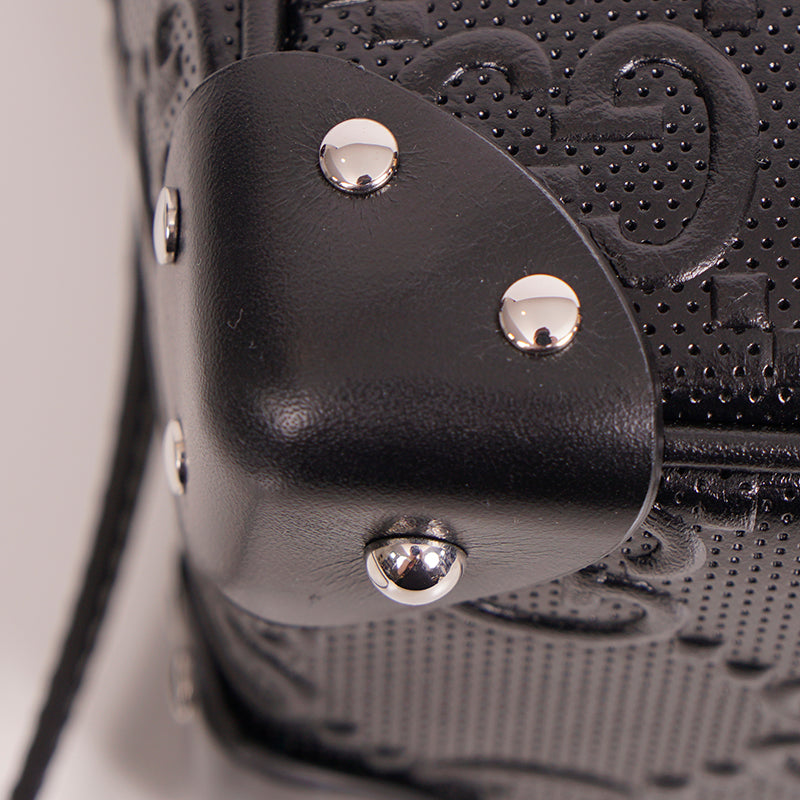 NEW $2,200 GUCCI Black GG EMBOSSED LEATHER SQUARE Perforated Crossbody BAG NWT
