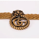 NEW $870 GUCCI Lion Head Metallic Gold MARMONT GG LOGO Cuff BRACELET NIB NWT