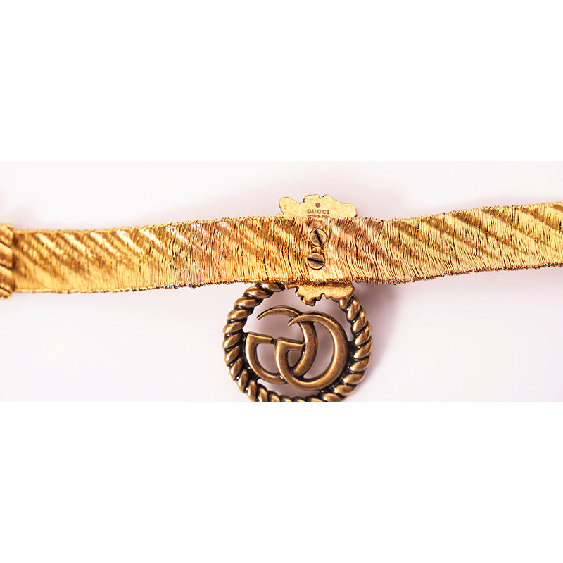 NEW $870 GUCCI Lion Head Metallic Gold MARMONT GG LOGO Cuff BRACELET NIB NWT