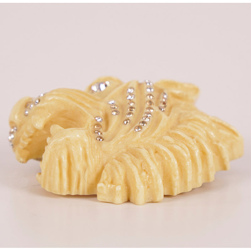 NEW $550 GUCCI Ivory Tone Resin RAJAH TIGER Crystal Hollywood Style BROOCH PINs