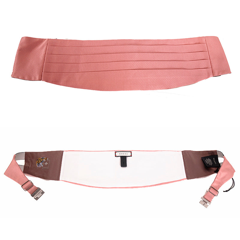 sz S/M NEW $350 GUCCI Men's Pink Silk Faille Classic TUXEDO BELT CUMMERBUND