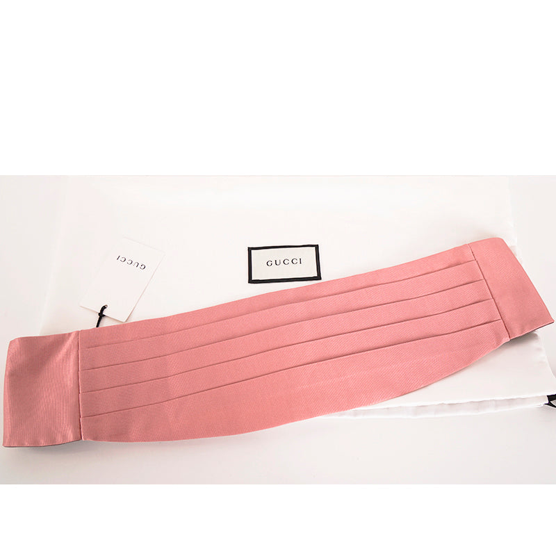 sz S/M NEW $350 GUCCI Men's Pink Silk Faille Classic TUXEDO BELT CUMMERBUND