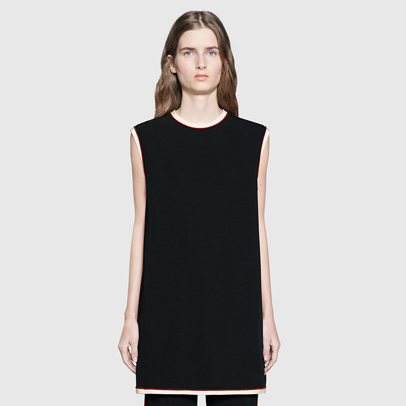 sz 38 NEW $1200 GUCCI RUWNAY Black STRETCH CADY Retro Mod TUNIC TOP / MINI DRESS