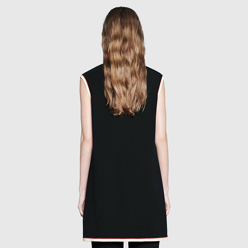 sz 38 NEW $1200 GUCCI RUWNAY Black STRETCH CADY Retro Mod TUNIC TOP / MINI DRESS