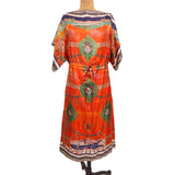 sz 36 NEW $3,200 GUCCI Orange ROMAIN TALE GREEK PRINT Silk Twill Caftan DRESS XS