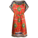 sz 36 NEW $3,200 GUCCI Orange ROMAIN TALE GREEK PRINT Silk Twill Caftan DRESS XS