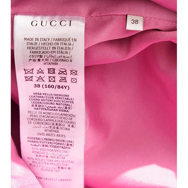 38 XS NEW $2,700 GUCCI Peony Blush Pink LEATHER Mod Retro Straight SHIFT DRESS