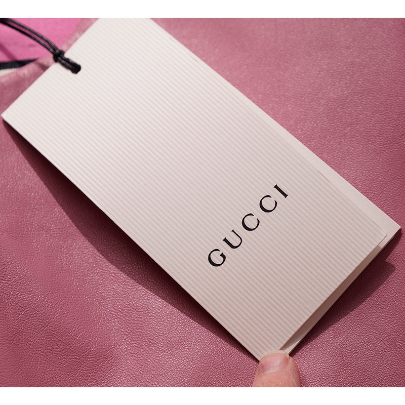 38 XS NEW $2,700 GUCCI Peony Blush Pink LEATHER Mod Retro Straight SHIFT DRESS