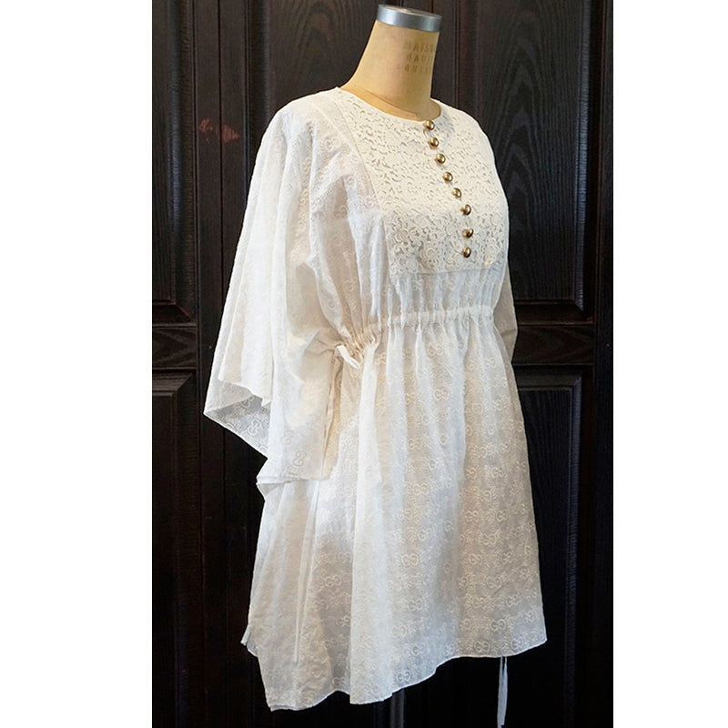 sz 40 NEW $3,300 GUCCI Ivory GG & FLOWER EMBROIDERED Short Summer DRESS & SLIP