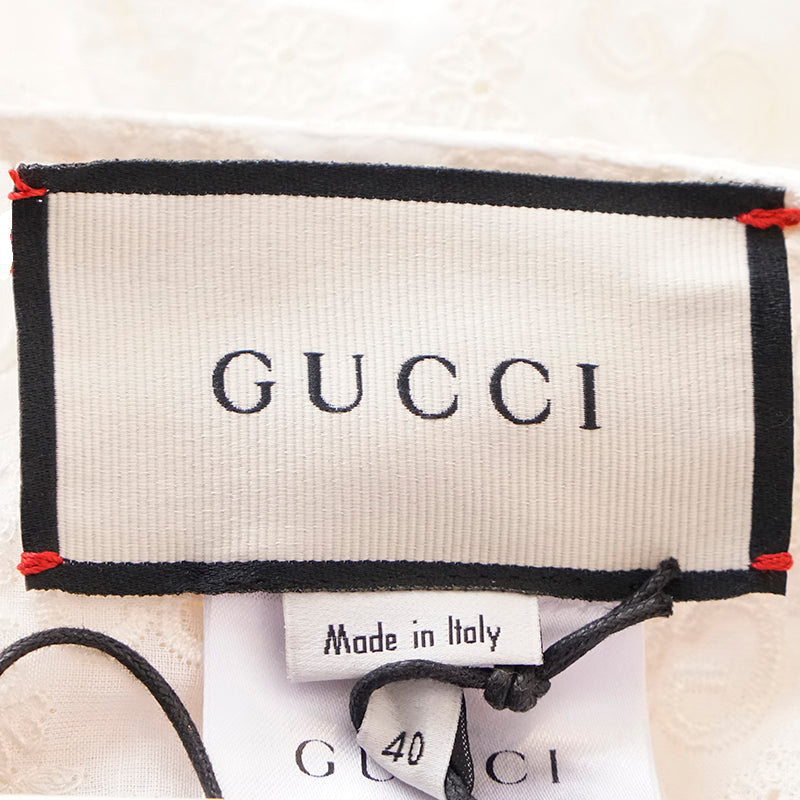 sz 40 NEW $3,300 GUCCI Ivory GG & FLOWER EMBROIDERED Short Summer DRESS & SLIP