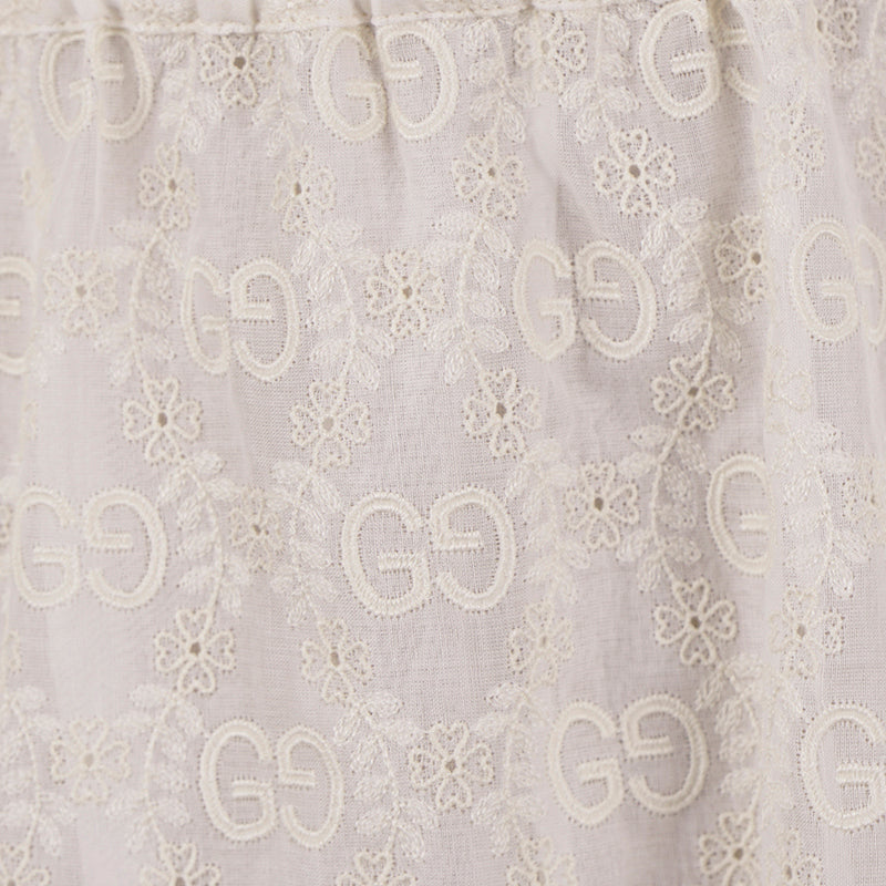 sz 40 NEW $3,300 GUCCI Ivory GG & FLOWER EMBROIDERED Short Summer DRESS & SLIP