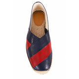 8.5G US 9 NEW $615 GUCCI Men's Blue Red PERFORATED LEATHER Flats ESPADRILLES NIB