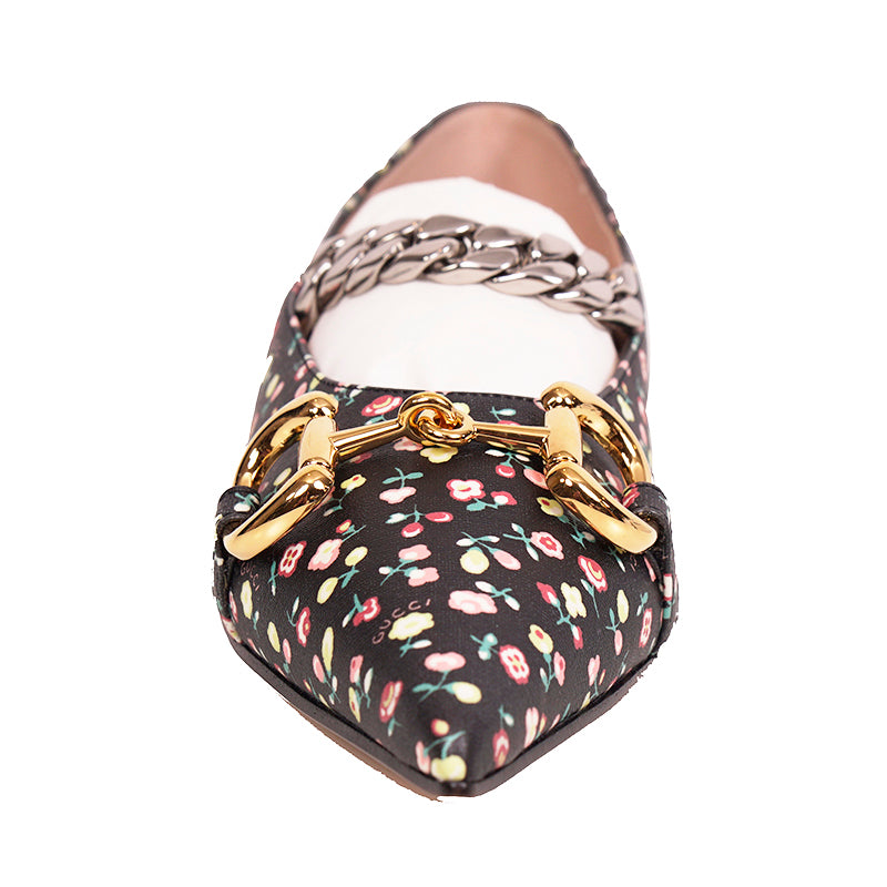 38.5 NEW $890 GUCCI X LIBERTY COLLECTION Blue FLORAL BIRD PRINT Horsebit FLATS