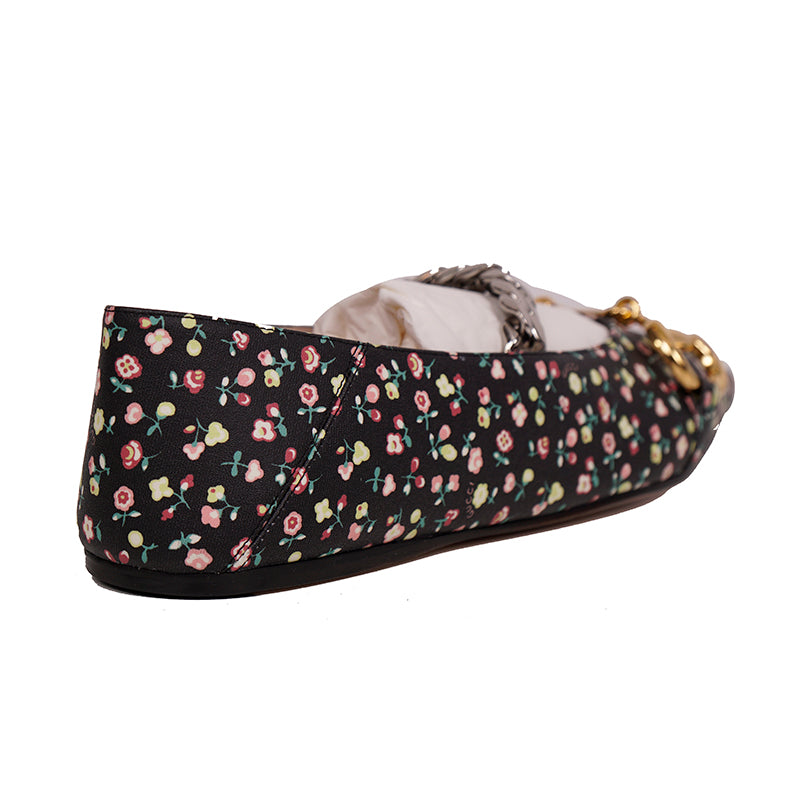 38.5 NEW $890 GUCCI X LIBERTY COLLECTION Blue FLORAL BIRD PRINT Horsebit FLATS