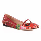 sz 37 NEW $695 GUCCI Shanghai Red Leather FLORAL BLOOMS Classic BALLET FLATS NIB