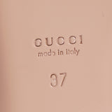 37 NEW $750 GUCCI Nude Blush Pink White Accent Leather Black LOGO G BALLET FLATS