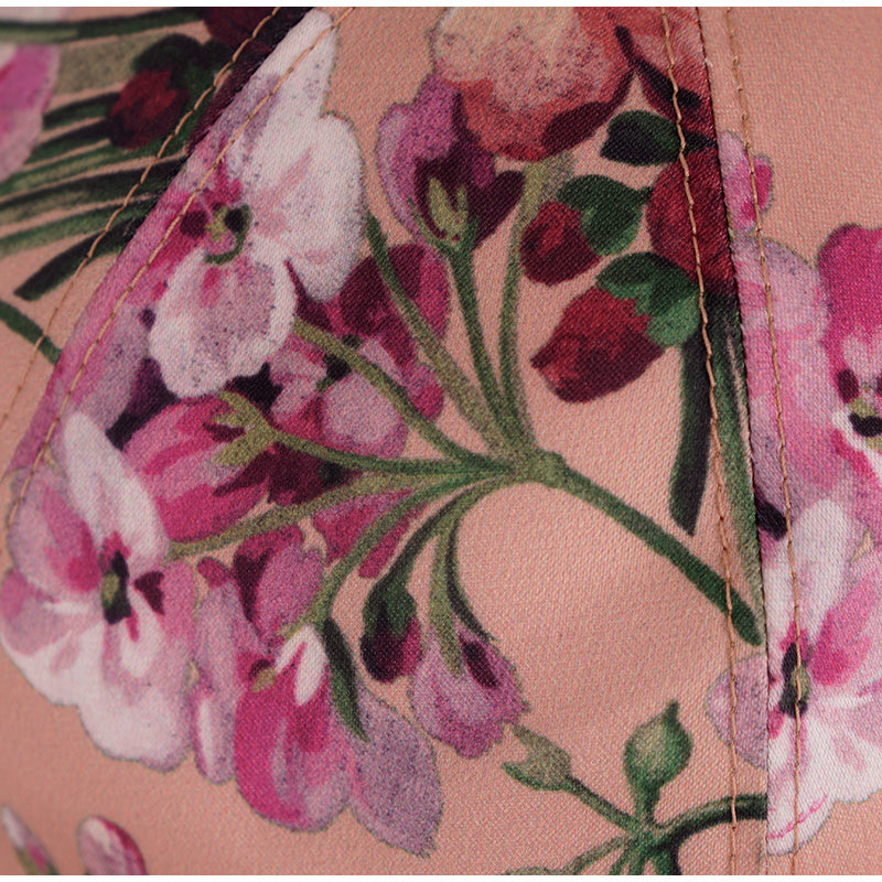 sz S NEW $650 GUCCI Woman's Pink Silk FLORAL BLOOMS Adjustable Baseball CAP HAT