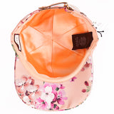 sz S NEW $650 GUCCI Woman's Pink Silk FLORAL BLOOMS Adjustable Baseball CAP HAT