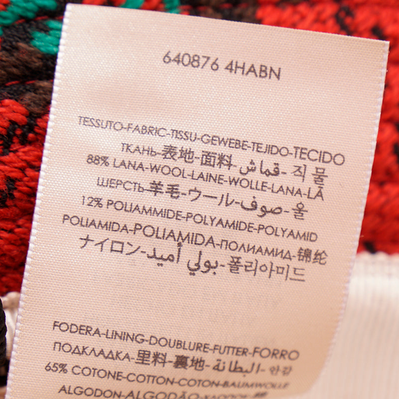 sz M NEW $790 GUCCI Red & Green WOOL HOUNDSTOOTH Large GG Logo Fedora Bucket HAT