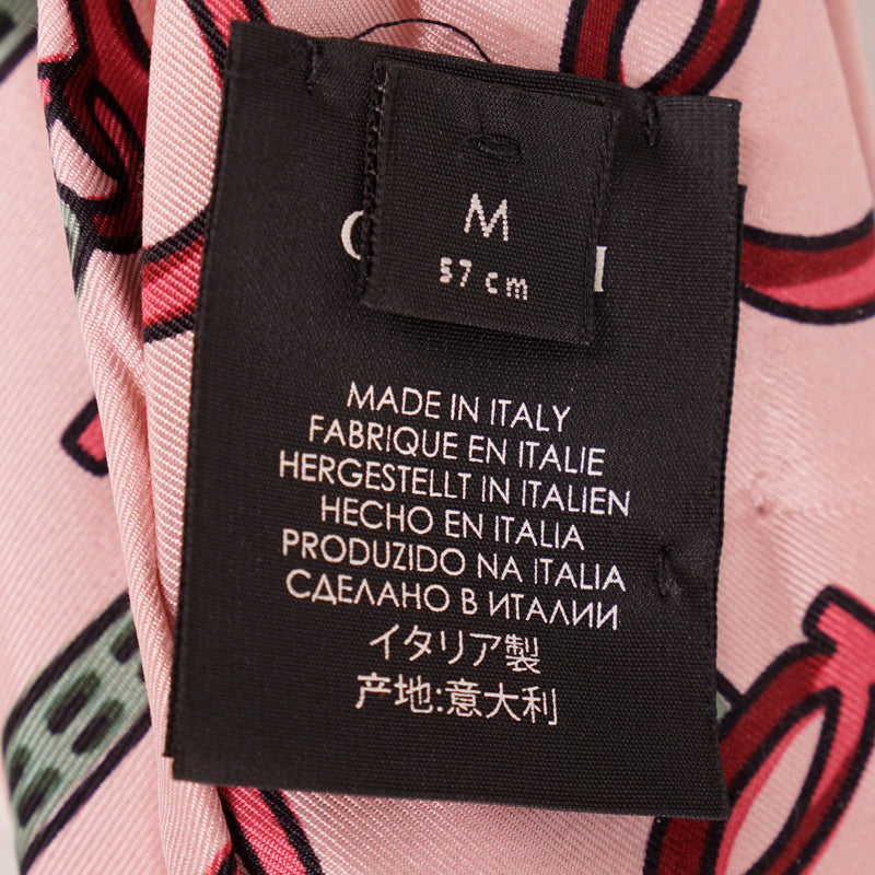 M NEW $450 GUCCI Pink Equestrian STIRRUPS LOGO PRINT Classic SILK TWILL HEADBAND
