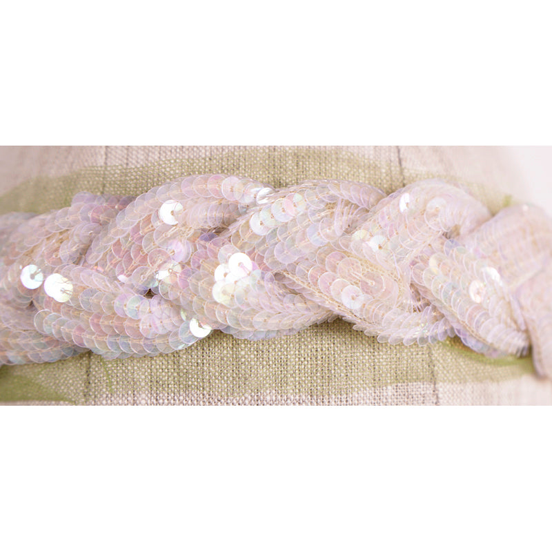 NEW $750 GUCCI Ivory White IRIDESCENT SEQUIN Punzil Embellished Braided HEADBAND