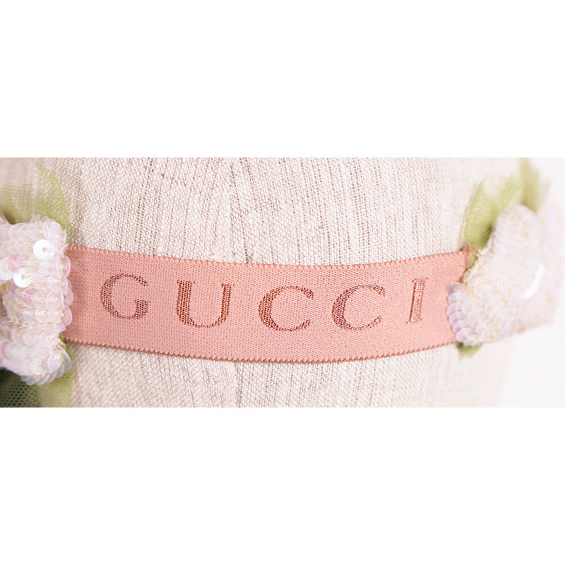NEW $750 GUCCI Ivory White IRIDESCENT SEQUIN Punzil Embellished Braided HEADBAND
