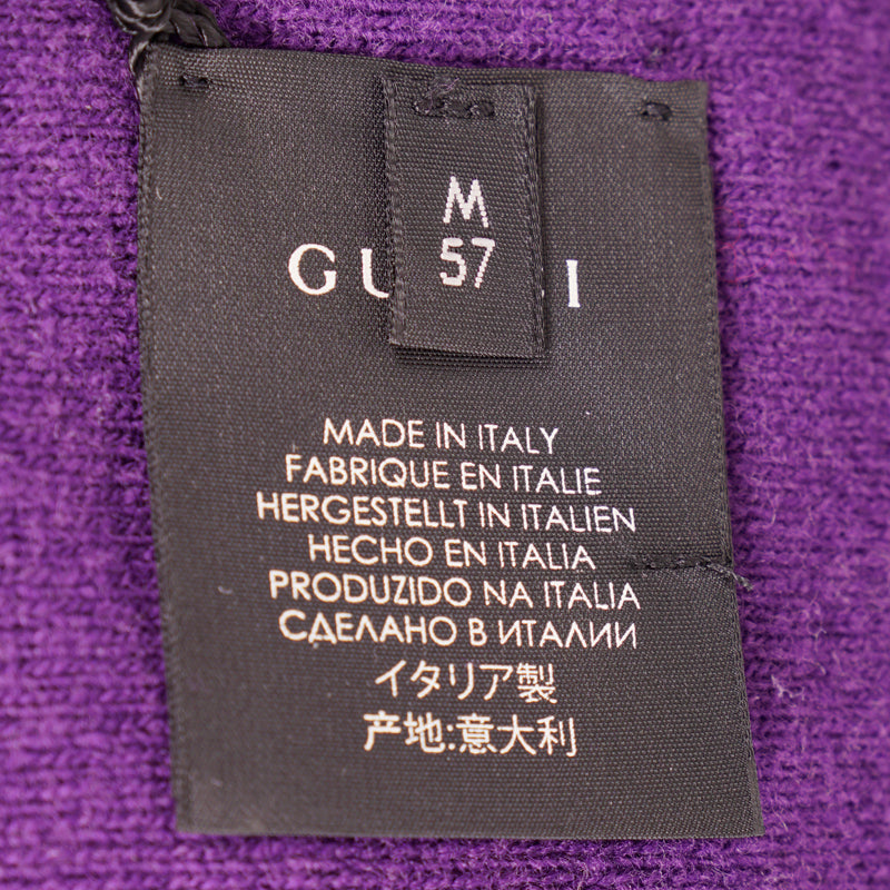 sz M NEW $590 GUCCI Violet Purple GOLD SEQUIN GG LOGO Wide Padded WOOL HEADBAND