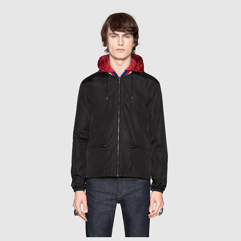 sz 52 NEW $1500 GUCCI Men's Black VINTAGE 80'S GG LOGO Nylon WINDBREAKER JACKET