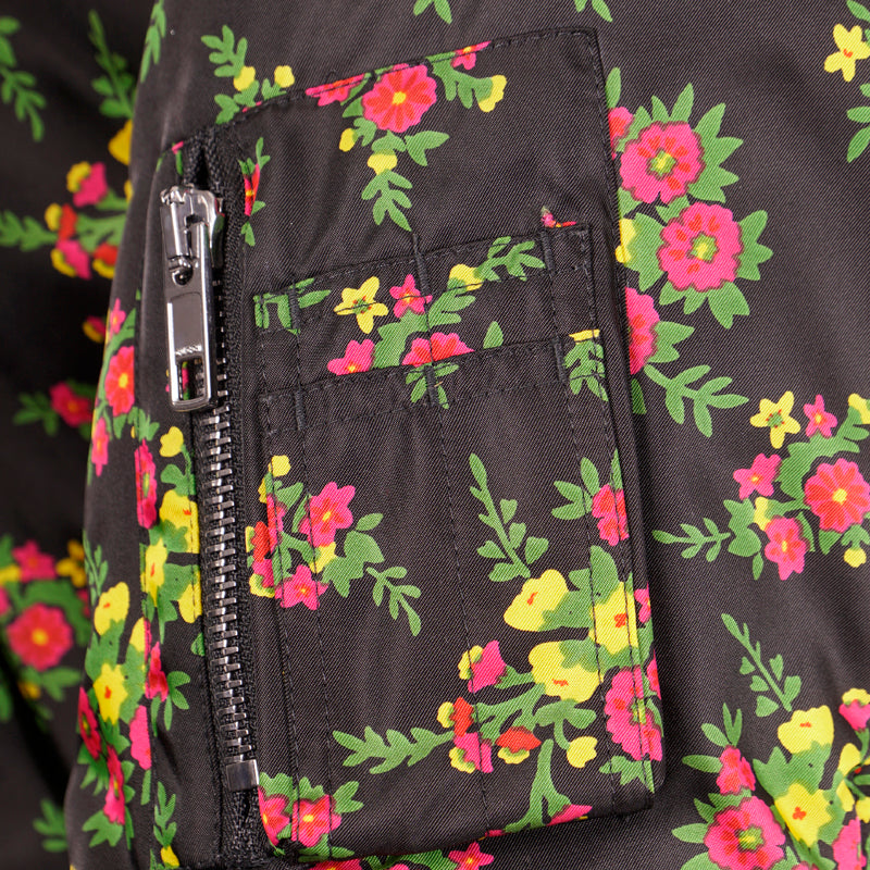 sz 40 $2800 GUCCI RUNWAY Black BOUQUETS FLORAL PRINT Nylon Spring BOMBER JACKET