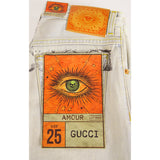 sz 26 NEW $950 GUCCI 80's Stone Washed Amour JAPANESE DENIM Eye Patch LOGO JEANS