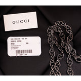 NEW $1190 GUCCI Aged Palladium CRYSTAL DOUBLE GG Silver Aged Finish NECKLACE NIB