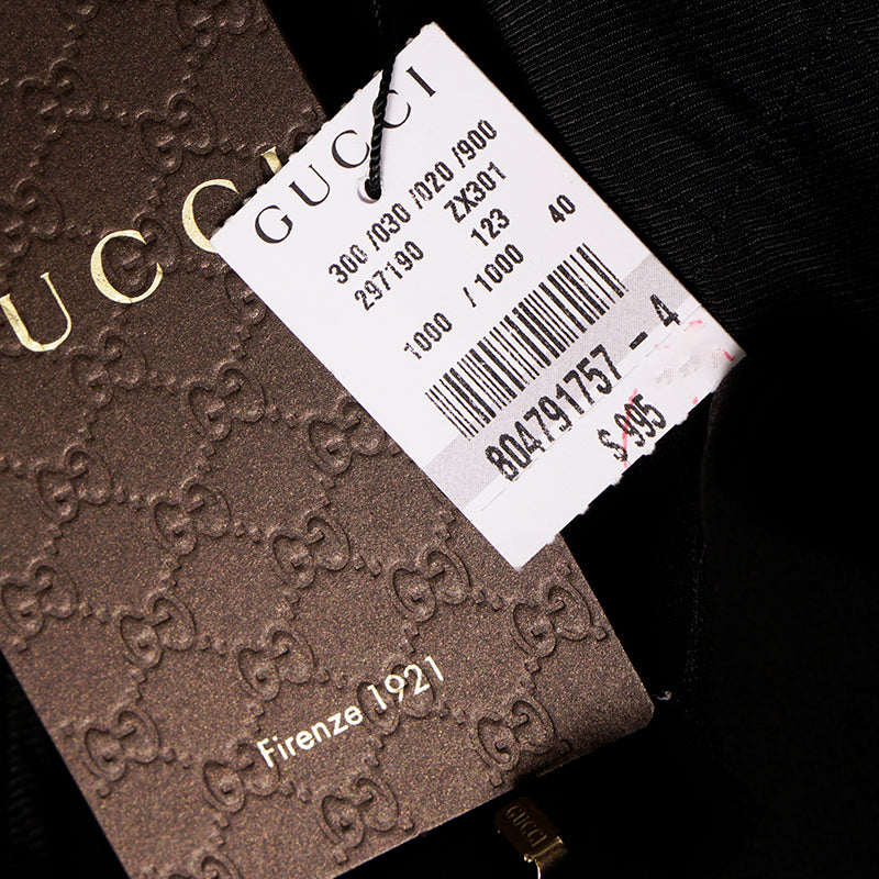 40 NEW $995 GUCCI Black Jersey LEATHER SIDE BUCKLE Classic FITTED 10" Rise PANTS