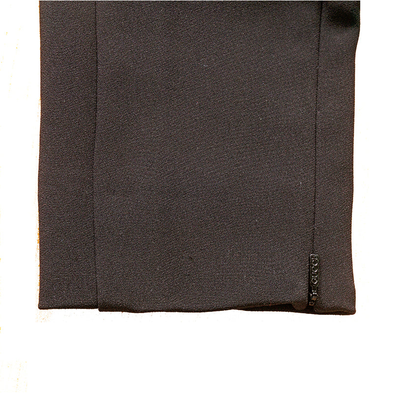 40 NEW $995 GUCCI Black Jersey LEATHER SIDE BUCKLE Classic FITTED 10" Rise PANTS