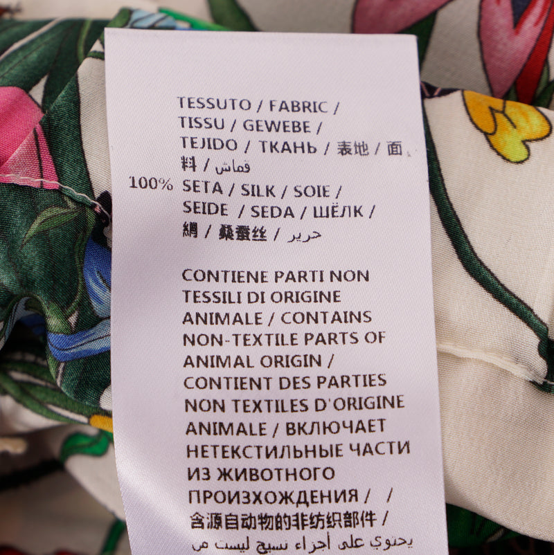 sz 40 NEW $1,300 GUCCI Ivory FLORA & Pink SNAKE PRINT Silk TROUSERS PANTS NWT