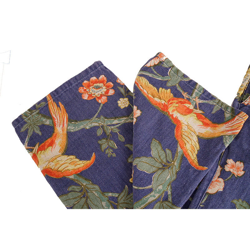34 NEW $1500 GUCCI RUNWAY Men Blue FLORAL PRINT 100% Linen Relax TROUSERS PANTS