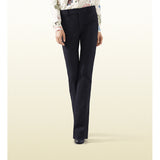 sz 40 NEW $750 GUCCI Woman's Navy Blue Cotton Twill STRAIGHT LEG Trousers PANTS