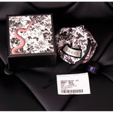 US 4 IT 9 NEW $445 GUCCI GARDEN Silver Enamelled Blue FELINE TIGER CAT Head RING