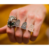 sz M NEW $500 GUCCI Unisex Sterling Silver GG GHOST Collab DOUBLE FINGER RING