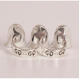 sz M NEW $500 GUCCI Unisex Sterling Silver GG GHOST Collab DOUBLE FINGER RING