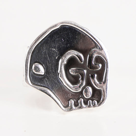 NEW $390 GUCCI Unisex Aged Sterling Silver GG Ghost Skull Collaboration RING