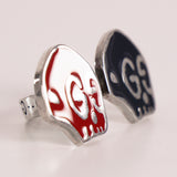 NEW $430 GUCCI Sterling Silver Enamel HAMLET GHOST SKULL Logo GG RING