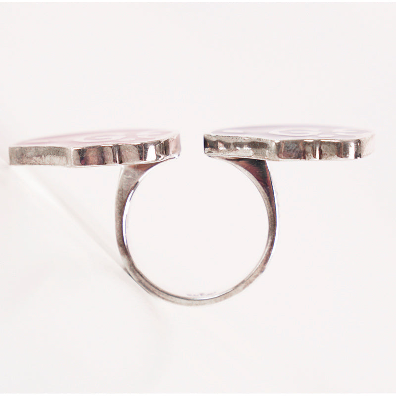 sz 19 NEW $430 GUCCI Sterling Silver Enamel HAMLET GHOST SKULL Logo GG RING