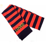 NEW $810 GUCCI Men's Unisex Red and Navy Striped Wool Long Scarf With Bee Logo