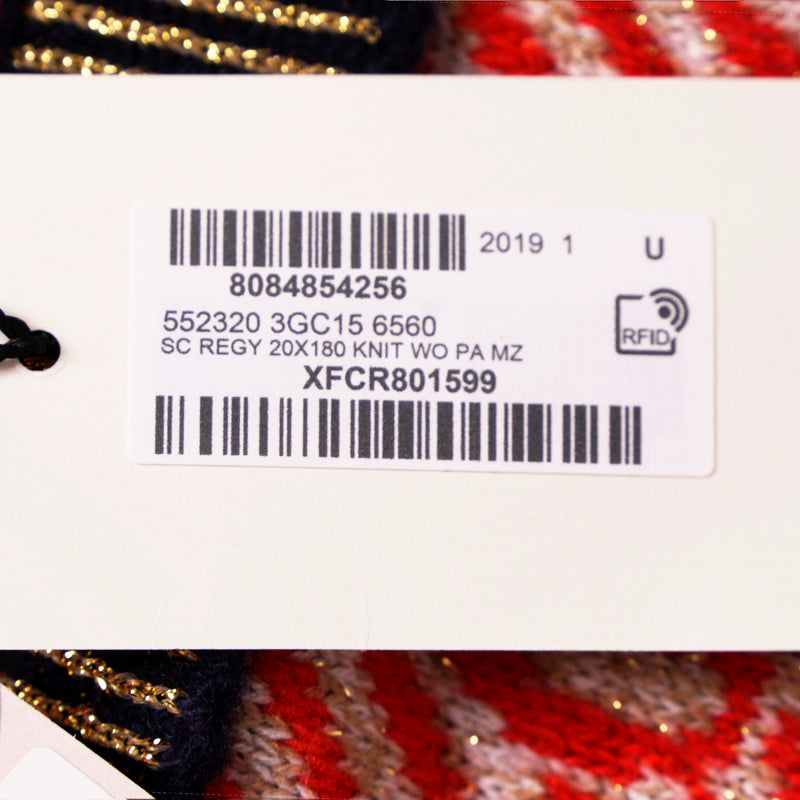NEW $415 GUCCI Red and Gold GG Stripe JACQUARD Wool Long Fall Winter SCARF