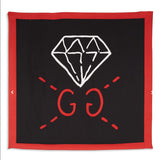 NEW $495 GUCCI Black & Red GG GUCCI GHOST Diamond Print Square Silk Twill SCARF
