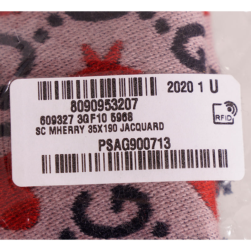 NEW $430 GUCCI Pink Jacquard GG LOGO WALLPAPER Hearts Stars Wool 75" Long SCARF