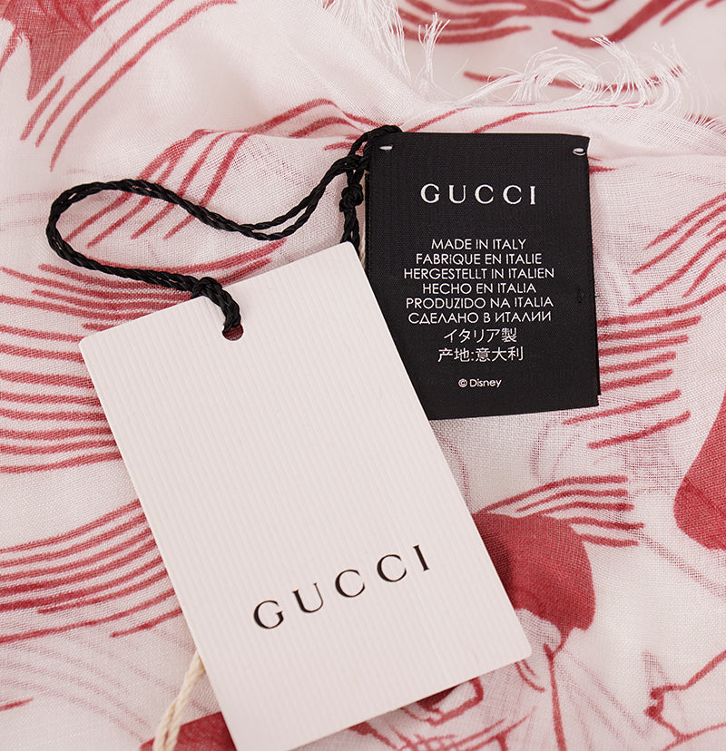 NEW $840 GUCCI Off-White Ivory Red Sea Storm DONALD DUCK PIRATE Silk Modal SCARF
