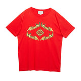 L & XXL NEW $580 GUCCI Men's Red Cotton Yellow ROCKER GG LOGO Rainbow Tee T-SHIRT